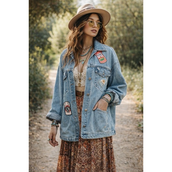 Acne Studios Jackets & Blazers - Acne Studios Vase Graphic Appliqué Denim Jacket Grant Levy-Lucero Art-to-Wear OS